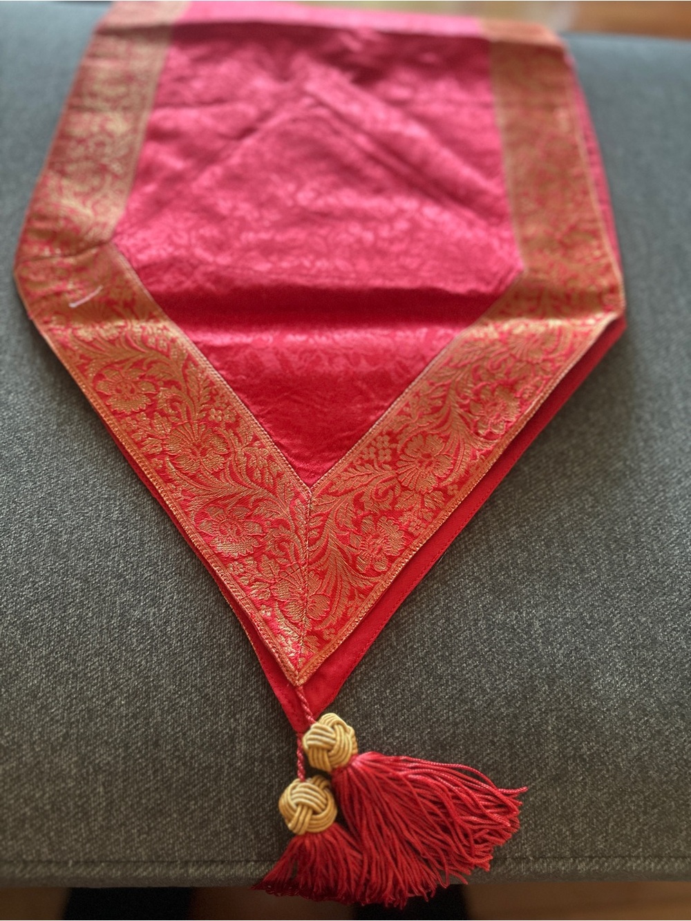 Red and Gold Decorative Tassel Table Runners - Qty: 2 (72 Inches)